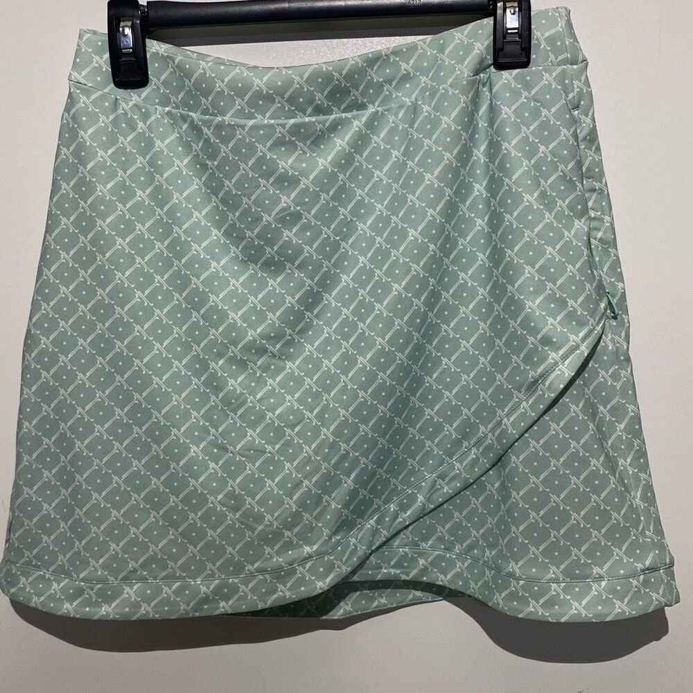 RLX Ralph Lauren Women's Green White Air Flow Printed Stretch Skort Size Medium